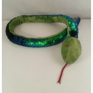 Adventure Planet Snake Sequin Plush Stuffed Animal Green 64”